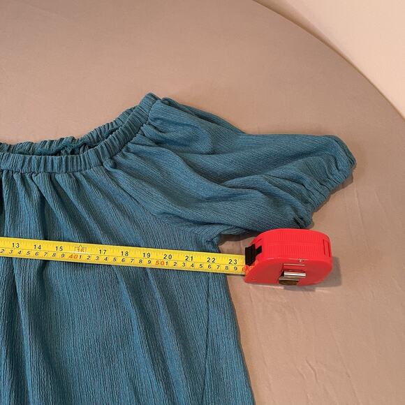 Anthropologie Womens Elodie Off Shoulder Top Size XL Teal Stretch - Picture 6 of 8